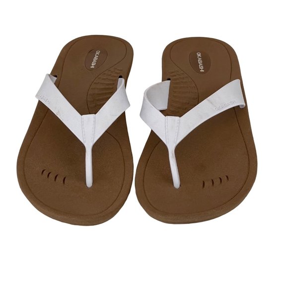 Okabashi Shoes - Okabashi Womens ML (US 8-9) Breeze Flip Flops Toffee White Comfortable USA Made